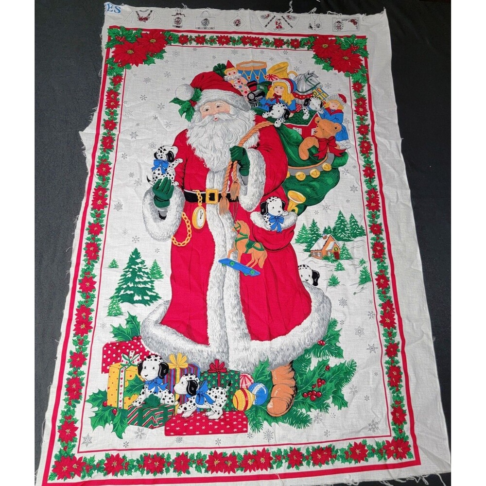 Vintage Concord Cotton Fabric Christmas Santa Claus Panel 21x33